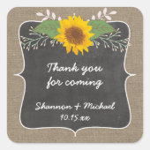 バーラップ素朴ひまわり結婚式の引き出物シール スクエアシール (正面)