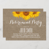 バーラップ素朴ひまわり退職パーティー 招待状 (正面/裏面)