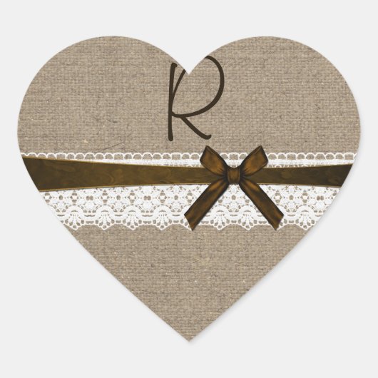 バーラップ素朴アンドレースモノグラム封筒用シール ハートシール (正面)