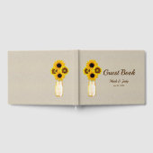 バーラップ素朴イエローフローラメイスンジャー結婚ズ ゲストブック (全面)