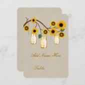 バーラップ素朴イエローメイソンジャーステーブル座席表 招待状 (正面/裏面)