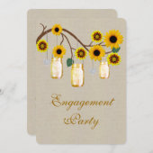 バーラップ素朴イエローメイソンジャース婚約パーティ 招待状 (正面/裏面)