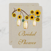 バーラップ素朴イエローメイソンジャーブライダルシャワー招待状 招待状 (正面/裏面)