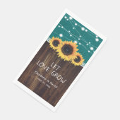 バーラップ素朴ウッドサンフラワーティール（緑がかった色）結婚ズナプキン (コーナー)