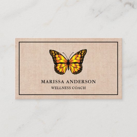 バーラップ素朴オエレガントレンジ（昆虫）オオカバマダラ、モナークバタフライ 名刺 (正面)
