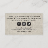 バーラップ素朴キャンドルメーカーの名刺 コーリングカード (裏面)