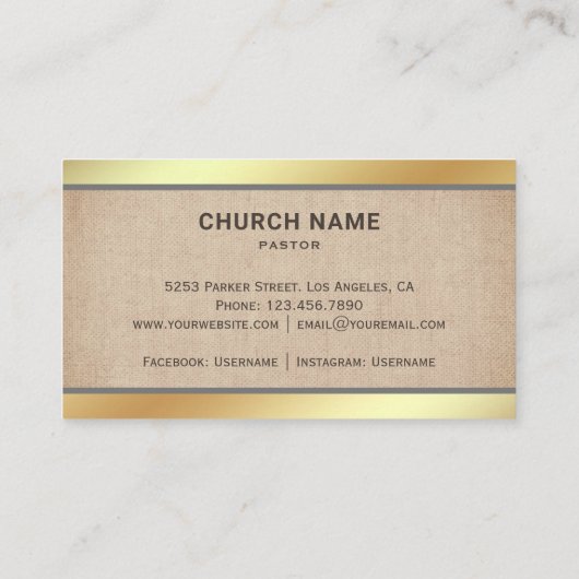 バーラップ素朴ゴールドフォイルイエスキリスト十字架 名刺 (裏面)