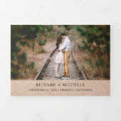 バーラップ素朴サンフラワーズカウボーイウェスタン結婚ズ 三つ折り招待状 (カバー)