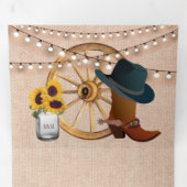 バーラップ素朴サンフラワーズカウボーイウェスタン結婚ズ 三つ折り招待状 (内部最初)