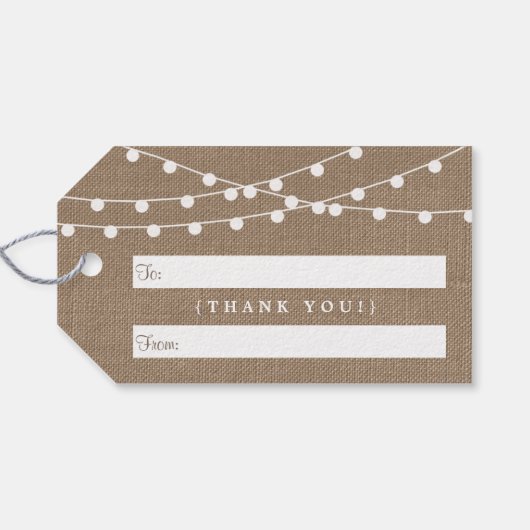 バーラップ素朴ストリングライトの結婚コレクション ギフトタグ (裏面横)