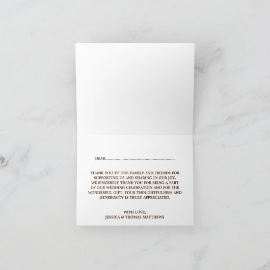 バーラップ素朴ストリングライトの結婚コレクション サンキューカード (内部)