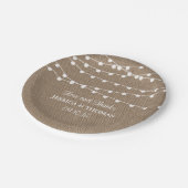 バーラップ素朴ストリングライトの結婚コレクション ペーパープレート (アングル)