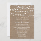 バーラップ素朴ストリングライトの結婚コレクション 招待状 (正面)