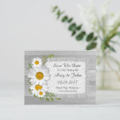 バーラップ素朴デイジーウェディングは日付デイジー2を保存 案内ポストカード (スタンド正面)