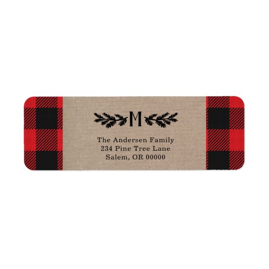 バーラップ素朴バッファロープレイドモノグラムパイン ラベル (正面)