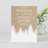 バーラップ素朴パインツリーズウィンターブライダルシャワー 招待状 (スタンド正面)