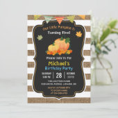 バーラップ素朴パンプキン秋キッズバースデーパーティー 招待状 (スタンド正面)