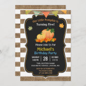 バーラップ素朴パンプキン秋キッズバースデーパーティー 招待状 (正面/裏面)