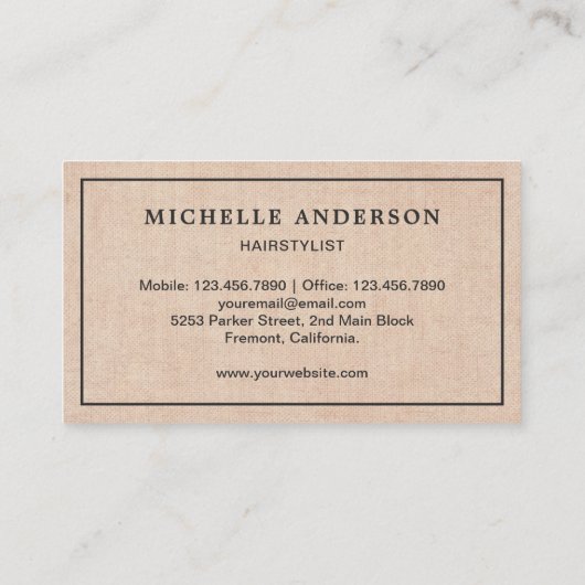 バーラップ素朴パープルフローラコームヘアスタイリスト 名刺 (裏面)