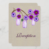 バーラップ素朴パープルメイソンジャース披露宴カード 招待状 (正面/裏面)