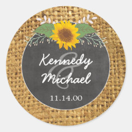 バーラップ素朴ヒマワリ結婚の封筒用シール ラウンドシール