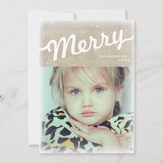 バーラップ素朴ビッグメリークリスマスフォトカード シーズンカード (正面)