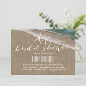 バーラップ素朴ビーチ&スターフィッシュブライダルシャワー 招待状 (スタンド正面)