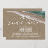 バーラップ素朴ビーチ&スターフィッシュブライダルシャワー 招待状 (正面/裏面)