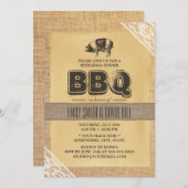 バーラップ素朴ピグローストBBQリハーサルディナー 招待状 (正面/裏面)
