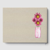 バーラップ素朴ピンクフローラメイスンジャー結婚ズ ゲストブック (裏面)