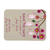 バーラップ素朴ピンクメイソンジャース日付磁石を保存 マグネット (横)