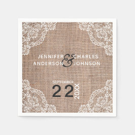 バーラップ素朴ファブリックレース |ナプキンス スタンダードカクテルナプキン