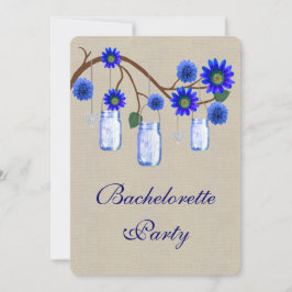 バーラップ素朴ブルーメイソンジャースバチェロレッテ 招待状