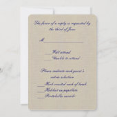 バーラップ素朴ブルーメイソンジャースレスポンスカード 招待状 (裏面)