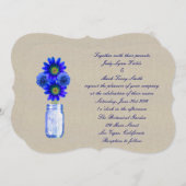 バーラップ素朴ブルーメイソンジャー結婚式招待状 招待状 (正面/裏面)