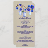 バーラップ素朴ブルーMason Jarsメニューカード メニュー (正面/裏面)