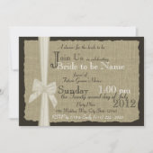 バーラップ素朴ボウブライダルシャワー 招待状 (正面)