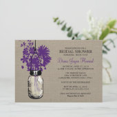 バーラップ素朴メイソンの瓶とワイルドフラワー 招待状 (スタンド正面)