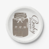 バーラップ素朴メイソンの瓶の赤ちゃんシャワー ペーパープレート (正面)