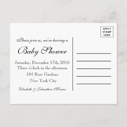 バーラップ素朴メイソンジャーブベイビーシャワー招待状 インビテーションポストカード (裏面)