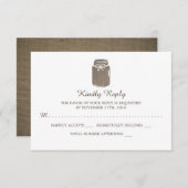 バーラップ素朴メイソンジャールウェディングRSVP 出欠カード (正面/裏面)