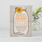 バーラップ素朴メイソンジャールヒマワリブライダルシャワー 招待状 (スタンド正面)