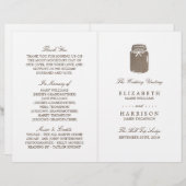 バーラップ素朴メイソンジャー結婚式 プログラム (正面/裏面)