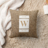 バーラップ素朴モノグラムイニシャル クッション (ブランケット)