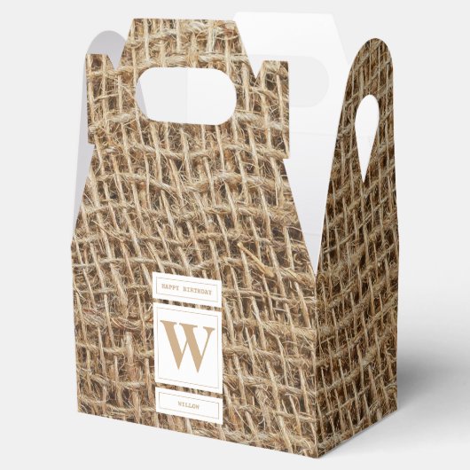 バーラップ素朴モノグラムイニシャル フェイバーボックス (オープン)