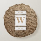 バーラップ素朴モノグラムイニシャル ラウンドクッション (裏面)