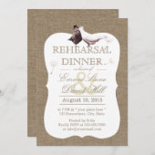 バーラップ素朴ラブバードのリハーサルディナー 招待状 (正面/裏面)