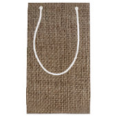 バーラップ素朴ルックの茶色の印刷背景 スモールペーパーバッグ (正面)