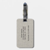 バーラップ素朴ルック、ネイビーブルークローバーモノグラム ラゲッジタグ (裏面縦)