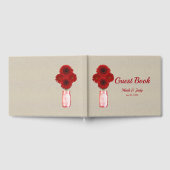 バーラップ素朴レッドフローラメイスンジャー結婚ズ ゲストブック (全面)